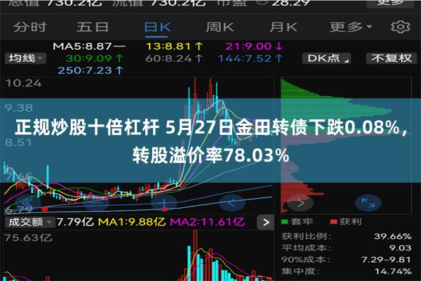 正规炒股十倍杠杆 5月27日金田转债下跌0.08%，转股溢价率78.03%