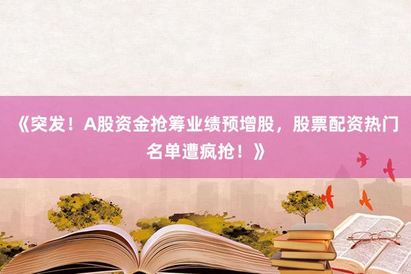 《突发！A股资金抢筹业绩预增股，股票配资热门名单遭疯抢！》