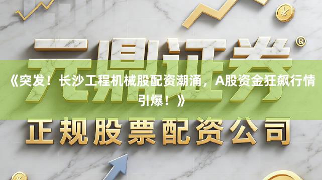 《突发！长沙工程机械股配资潮涌，A股资金狂飙行情引爆！》