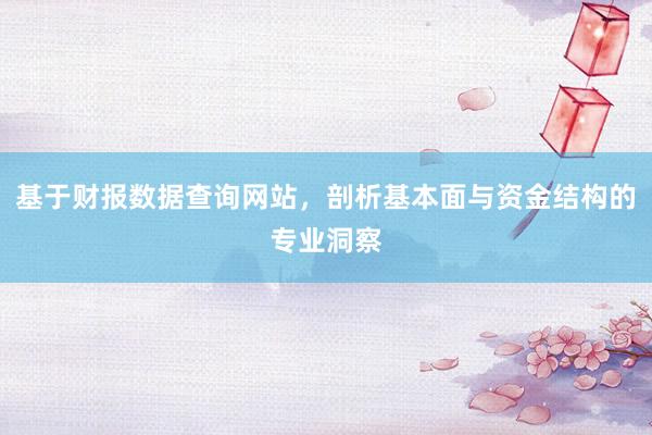 基于财报数据查询网站，剖析基本面与资金结构的专业洞察