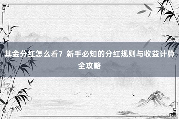基金分红怎么看?新手必知的分红规则与收益计算全攻略