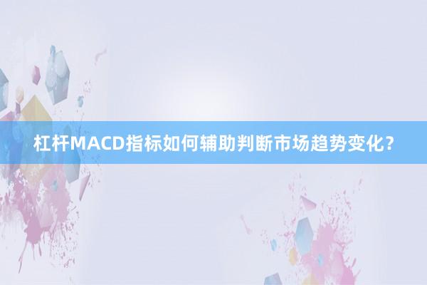 杠杆MACD指标如何辅助判断市场趋势变化？