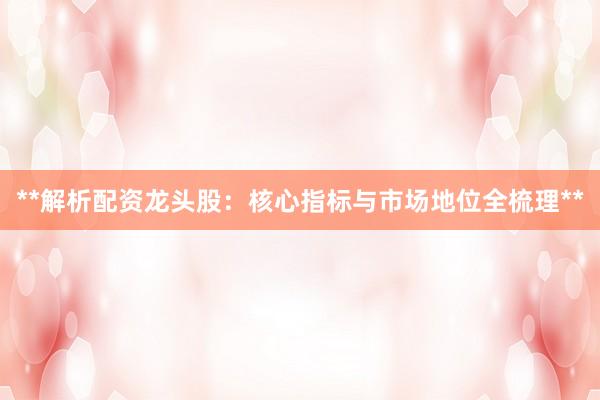 **解析配资龙头股：核心指标与市场地位全梳理**