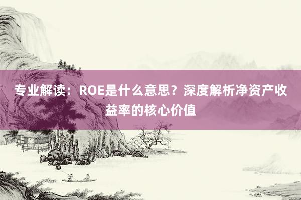 专业解读：ROE是什么意思？深度解析净资产收益率的核心价值