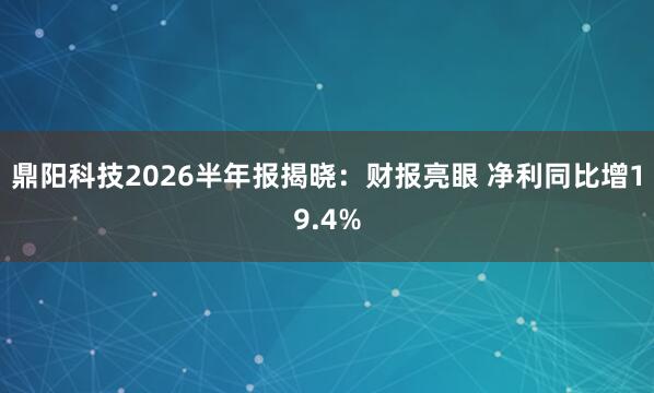 鼎阳科技2026半年报揭晓：财报亮眼 净利同比增19.4%