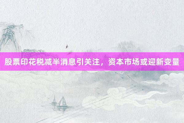 股票印花税减半消息引关注，资本市场或迎新变量