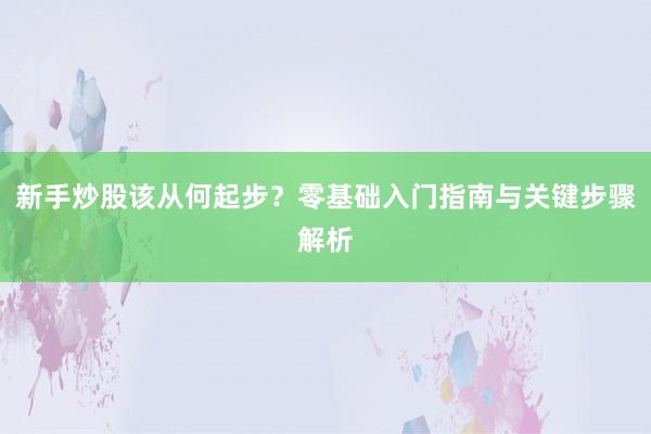 新手炒股该从何起步？零基础入门指南与关键步骤解析