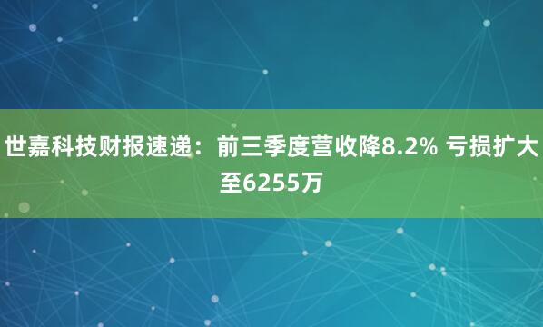 世嘉科技财报速递:前三季度营收降8.2% 亏损扩大至6255万